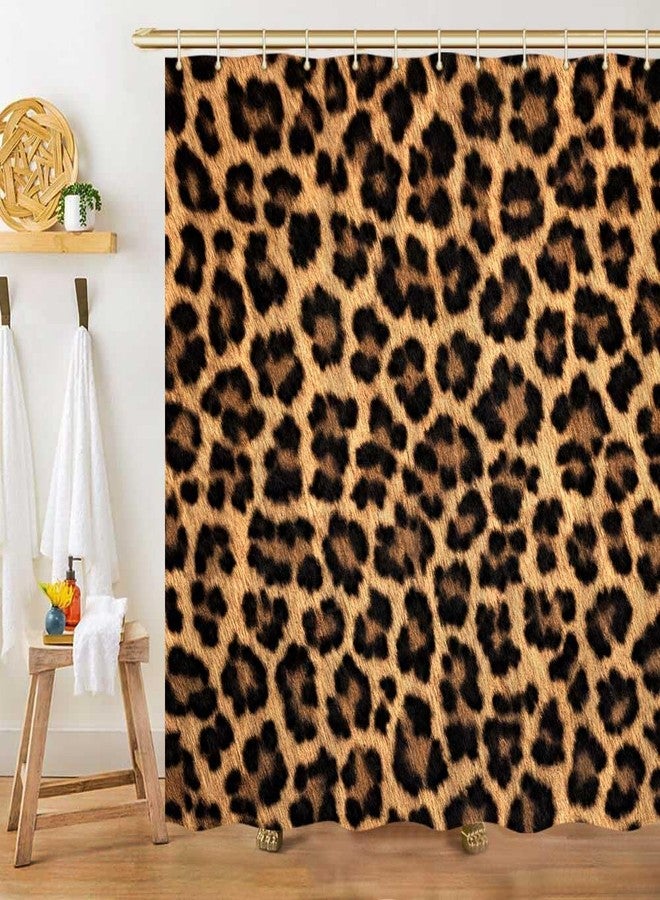 MERCHR Cheetah Leopard Print Shower Curtain, Safari Animal Black Brown Fabric Shower Curtains Set for Bathroom Decorative, Restroom Decor Accessories with Hooks 72X72 Inch - Image 3