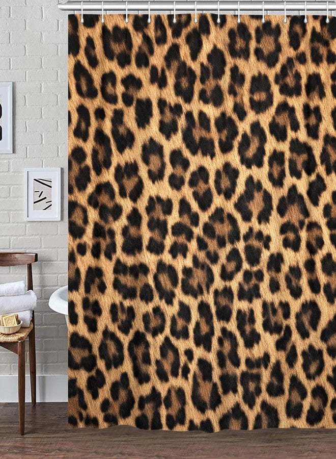 MERCHR Cheetah Leopard Print Shower Curtain, Safari Animal Black Brown Fabric Shower Curtains Set for Bathroom Decorative, Restroom Decor Accessories with Hooks 72X72 Inch - Image 2