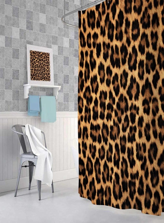 MERCHR Cheetah Leopard Print Shower Curtain, Safari Animal Black Brown Fabric Shower Curtains Set for Bathroom Decorative, Restroom Decor Accessories with Hooks 72X72 Inch - Image 4