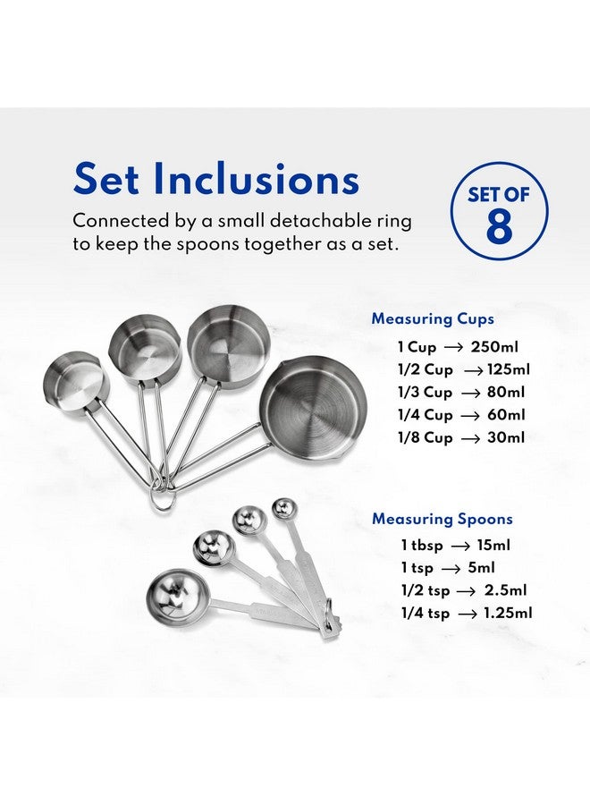 New Star Foodservice 42917 Stainless Steel 8-Piece Measuring Cups and Spoons Combo Set - Image 4