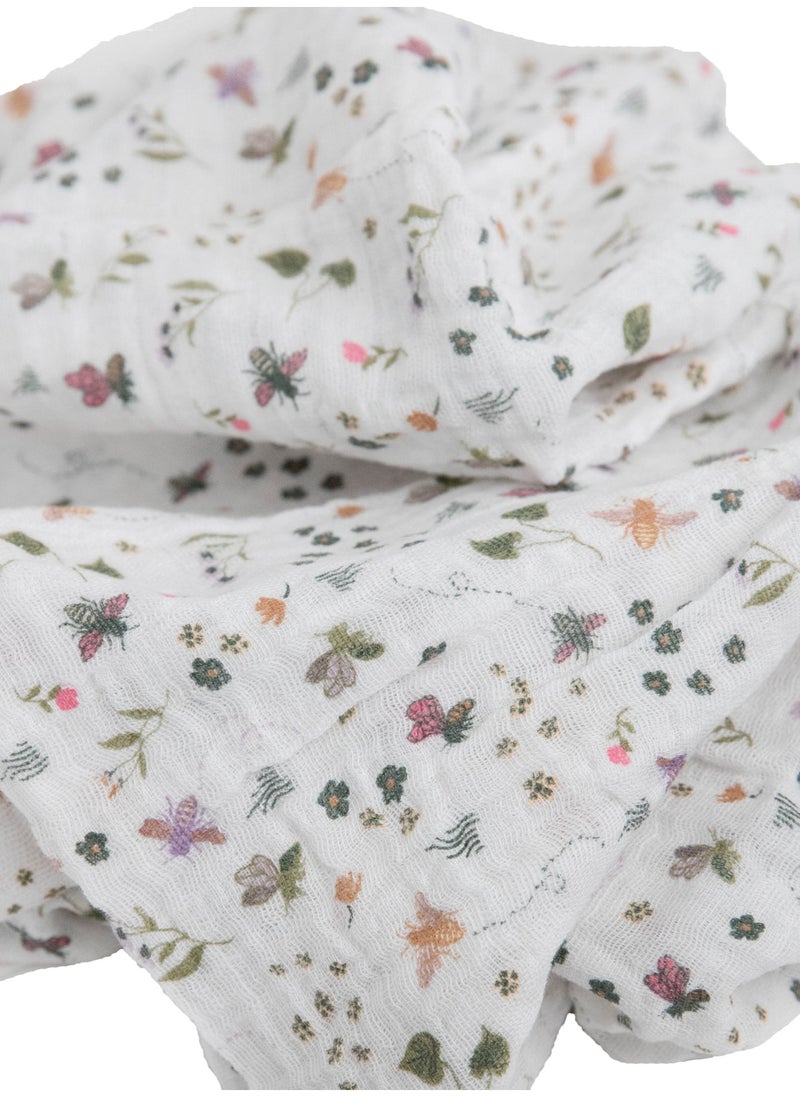 little unicorn - Cotton Muslin Swaddle 3 Pack Set Garden Bees Set - Image 1
