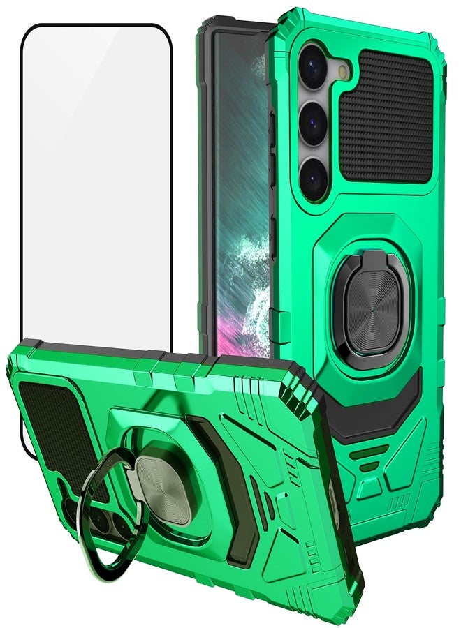 Ailiber Case for Samsung Galaxy S24, Samsung S24 Phone Case with Screen Protector, Ring Kickstand for Magnetic Car Mount, Heavy Duty Shockproof Rugged Protective Cover for Galaxy S24 5G-Green - Image 1