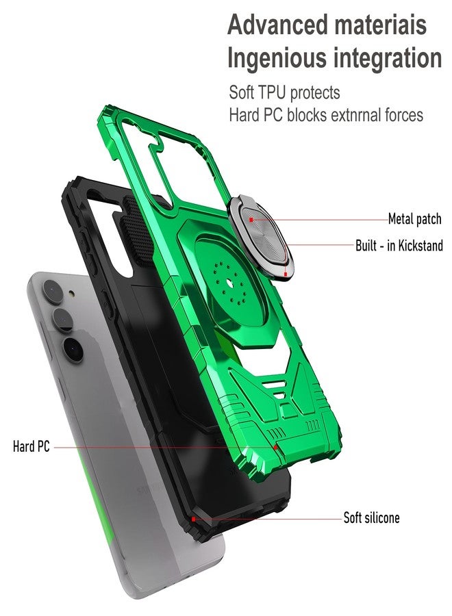 Ailiber Case for Samsung Galaxy S24, Samsung S24 Phone Case with Screen Protector, Ring Kickstand for Magnetic Car Mount, Heavy Duty Shockproof Rugged Protective Cover for Galaxy S24 5G-Green - Image 3