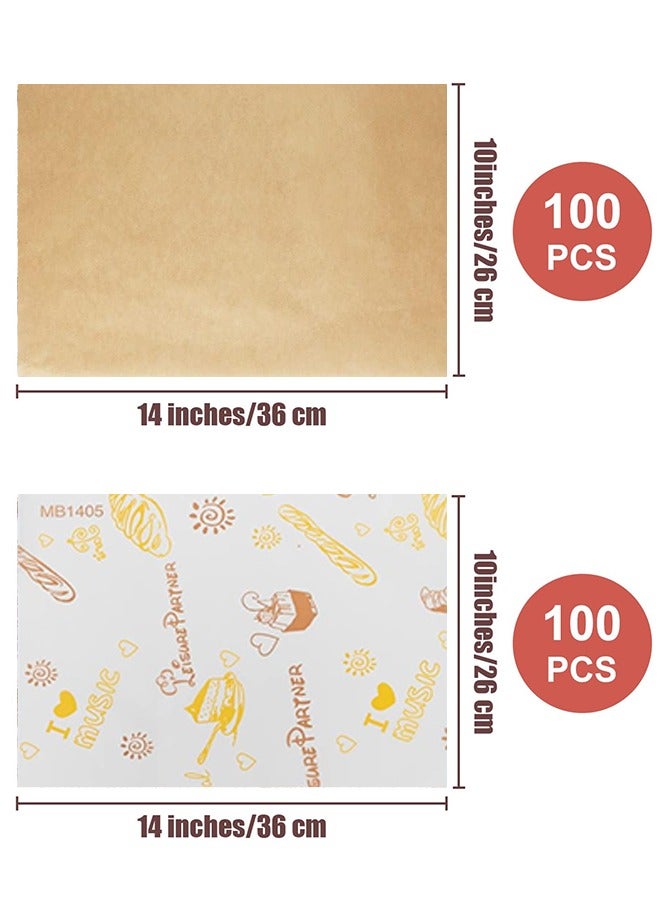 ورق مقاوم للزيت، 200 ورقة من ورق التعبئة والتغليف، ورق مرفق لسلة الطعام، والكعك، والخبز، والبطاطس المقلية، وسندويشات، والبيتزا، والهامبرغر والكلاب الساخنة (36 × 26 سم) - Image 4