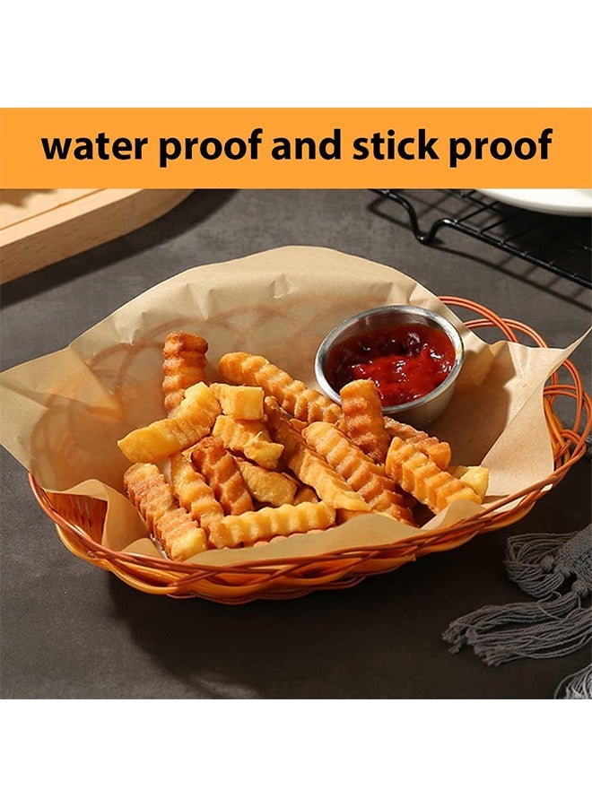 ورق مقاوم للزيت، 200 ورقة من ورق التعبئة والتغليف، ورق مرفق لسلة الطعام، والكعك، والخبز، والبطاطس المقلية، وسندويشات، والبيتزا، والهامبرغر والكلاب الساخنة (36 × 26 سم) - Image 2