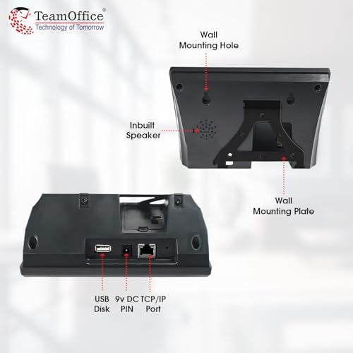 Team Office Touch-Less Face Attendance Device with Cloud Attendance Software (Face + Wi-Fi), Black - Image 2