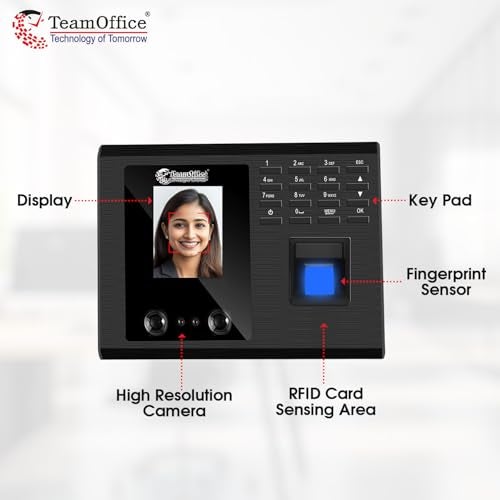 Team Office Touch-Less Face Attendance Device with Cloud Attendance Software (Face + Wi-Fi), Black - Image 3