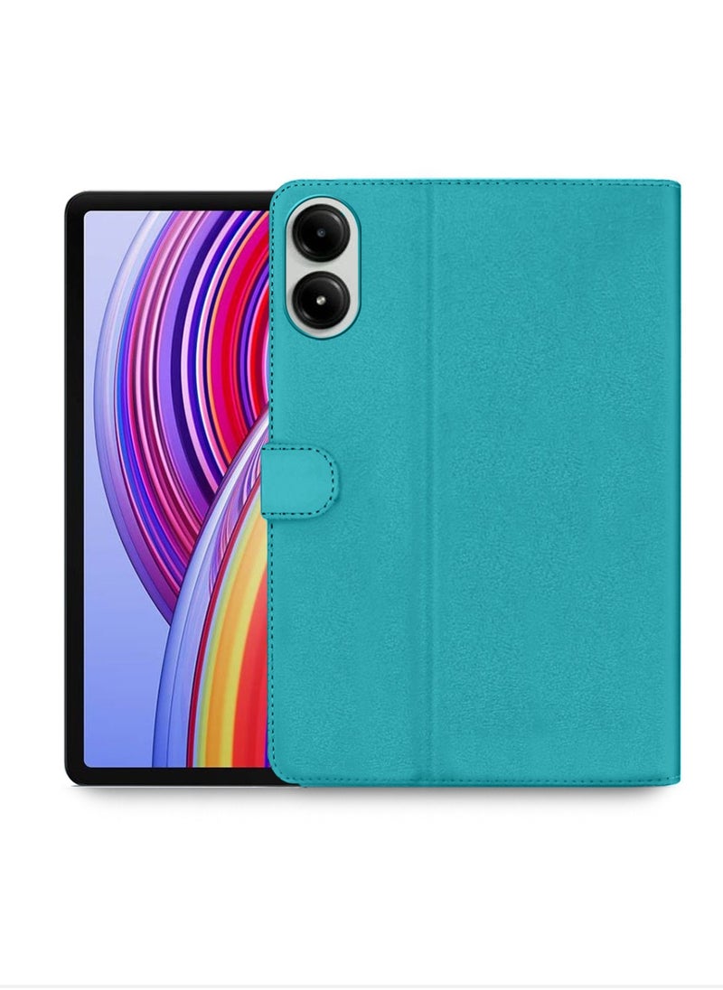 اوميكر - جراب Xiaomi Redmi Pad Pro 5G 2024 مقاس 12.1 بوصة من جلد البولي يوريثان بإغلاق مغناطيسي - أخضر بحري - Image 1