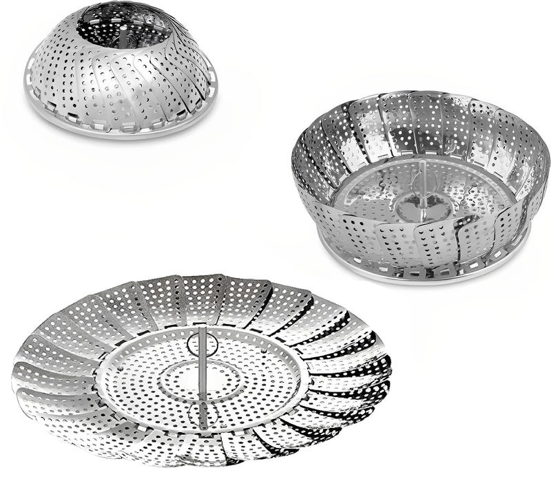 Syga Stainless Steel Steamer Basket, Silver - Image 3
