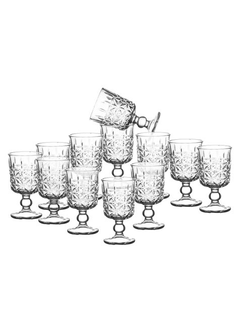 Set of 12 glass cups with base for juice and all drinks and for all occasions and receptions Capacity 65 mm