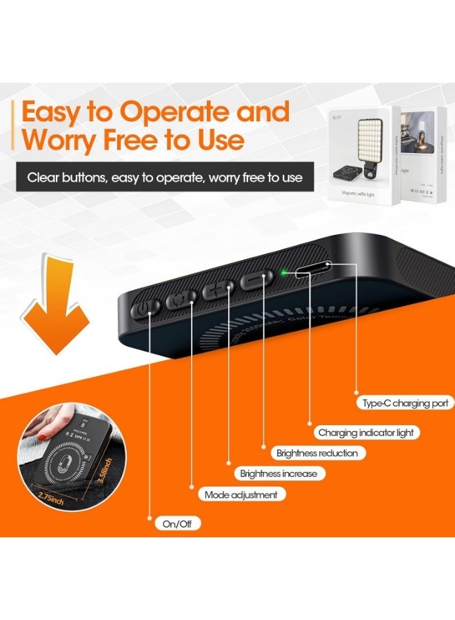 Digipace Portable Magnetic Selfie Light, 128 Beads LED Fill Light with 3 Modes, 10 Brightness Levels Camera Light, 2000mAh USB-C Rechargeable, Video Light for Phone Camera, Video Recording, Vlogging (Clip-On) - Image 4