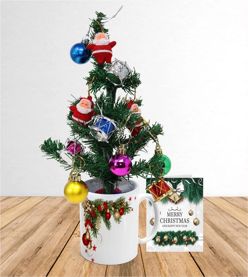 Khakee Khakee Merry Christmas Theme Mug Xmas Tree with 10 pcs Ornaments Xmas Card Combo Set Xmas Decoration Gift Setcmx21672