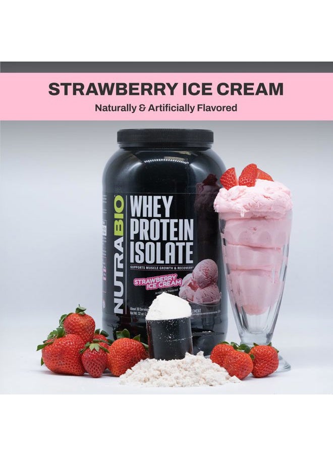 NutraBio Whey Protein Powder Isolate Supplement – 25g of Protein Per Scoop with Complete Amino Acid Profile - Soy and Gluten Free - Zero Fillers and Non-GMO - Strawberry Ice Cream - 2 Lbs.  - Image 5