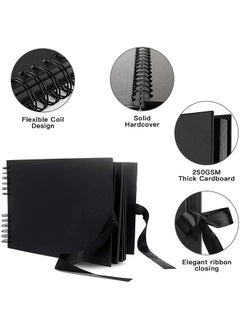 O Ozone 80 Pages Memory Books DIY Craft Photo Albums Scrapbook Cover Kraft Album For Wedding Anniversary Gifts Memory Books - Black  - Image 2