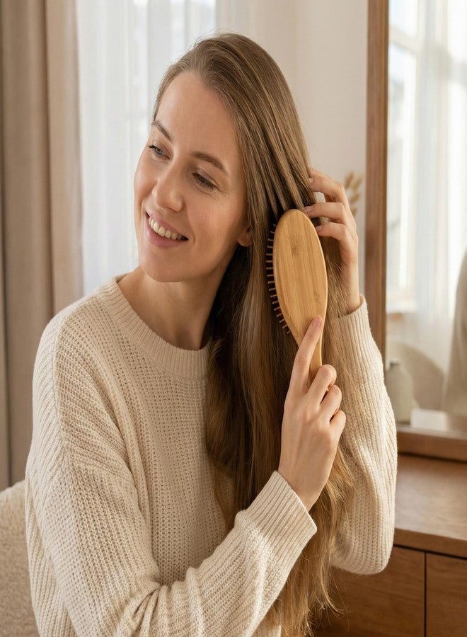 Kifmurase 12 Pcs Bamboo Hair Brush Bulk Natural Wooden Paddle Brush Scalp Massage Bamboo Bristles Anti Static Wooden Hairbrush for Women Men Wedding Gift, Stimulates Scalp for Hair Growth (Oval) - Image 4