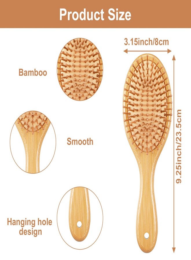 Kifmurase 12 Pcs Bamboo Hair Brush Bulk Natural Wooden Paddle Brush Scalp Massage Bamboo Bristles Anti Static Wooden Hairbrush for Women Men Wedding Gift, Stimulates Scalp for Hair Growth (Oval) - Image 2
