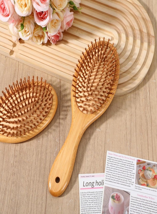 Kifmurase 12 Pcs Bamboo Hair Brush Bulk Natural Wooden Paddle Brush Scalp Massage Bamboo Bristles Anti Static Wooden Hairbrush for Women Men Wedding Gift, Stimulates Scalp for Hair Growth (Oval) - Image 5