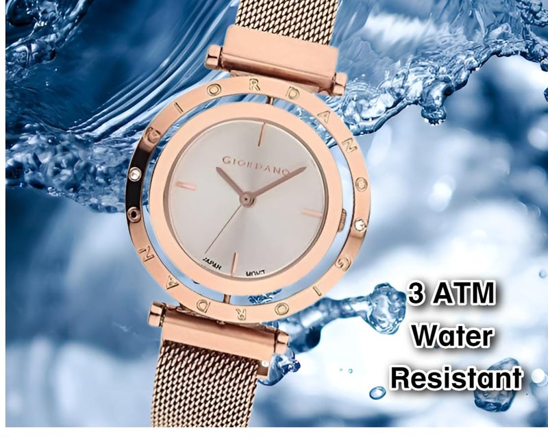 Giordano Analog Wrist Watch for Women Stylish Metal Strap with Water Resistant 3 Hand Mechanism for Girls & Ladies to Compliment Your Look/Ideal Gift for Female - GZ-60035 - Image 4
