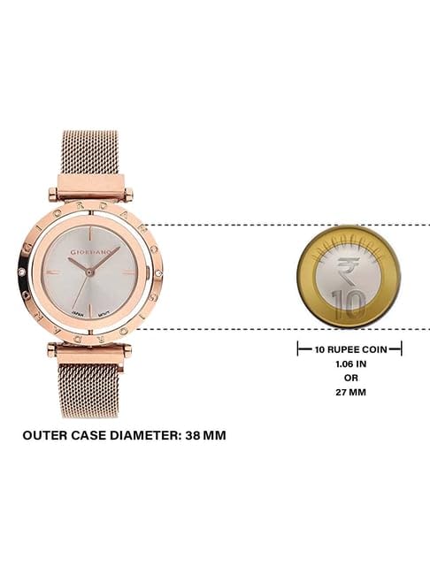 Giordano Analog Wrist Watch for Women Stylish Metal Strap with Water Resistant 3 Hand Mechanism for Girls & Ladies to Compliment Your Look/Ideal Gift for Female - GZ-60035 - Image 5