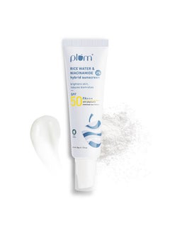 Plum 2% Niacinamide Sunscreen Spf 50 Pa+++ With Rice Water | Uva/ Uvb Protection | Reduces Tan, Brightens Skin | No White Cast, Lightweight, Non-Sticky | Dermatologically Tested | All Skin Types | Women & Men | 100% Vegan | 50 G  - Image 1