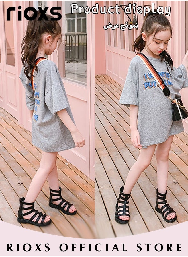 RIOXS Little Kids Girls Fashion Non-Slip Soft Sole Floral Sandals Princess Adjustable Shoes Lightweight Breathable Ankle Strap Sandals  - Image 5