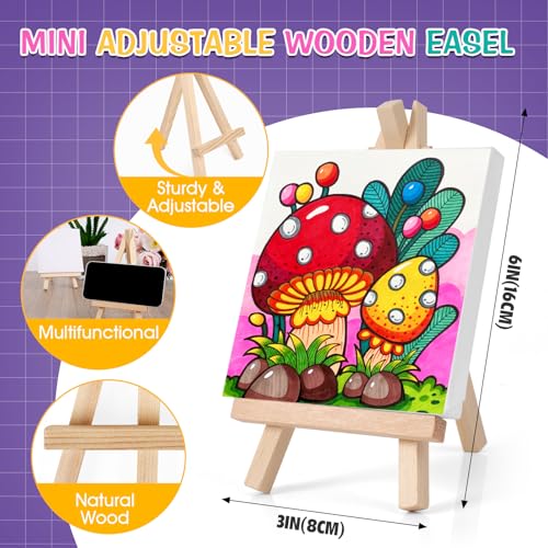 ESRICH 30 Pack Mini Acrylic Paint Kit,Canvas Painting Kit,4in Stretched Canva with 6in Easel,Acrylic Paint Strips,Palettes,Painting Brushes,Canva and Easel Set for Kids Artists Beginner,Gift - Image 3