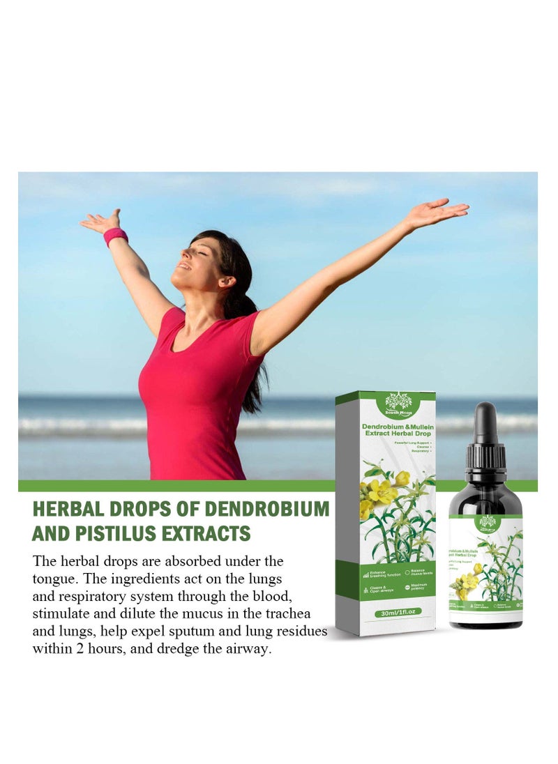 Clear Breath Dendrobium & Mullein Extract - Powerful Lung Support, Clear Breath Dendrobium & Mullein Extract Herbal Drops, Herbal Clearbreath Drops, Dendrobium Mullein Extract for Lung Care 30ml