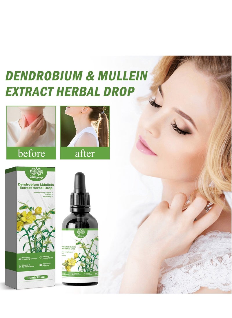 Clear Breath Dendrobium & Mullein Extract - Powerful Lung Support, Clear Breath Dendrobium & Mullein Extract Herbal Drops, Herbal Clearbreath Drops, Dendrobium Mullein Extract for Lung Care 30ml