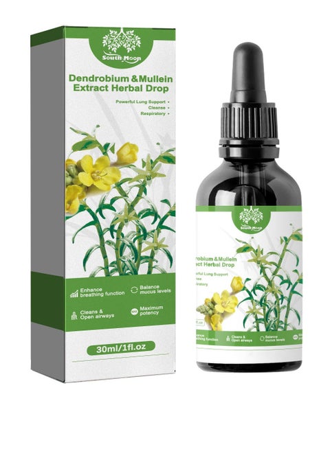 Clear Breath Dendrobium & Mullein Extract - Powerful Lung Support, Clear Breath Dendrobium & Mullein Extract Herbal Drops, Herbal Clearbreath Drops, Dendrobium Mullein Extract for Lung Care 30ml