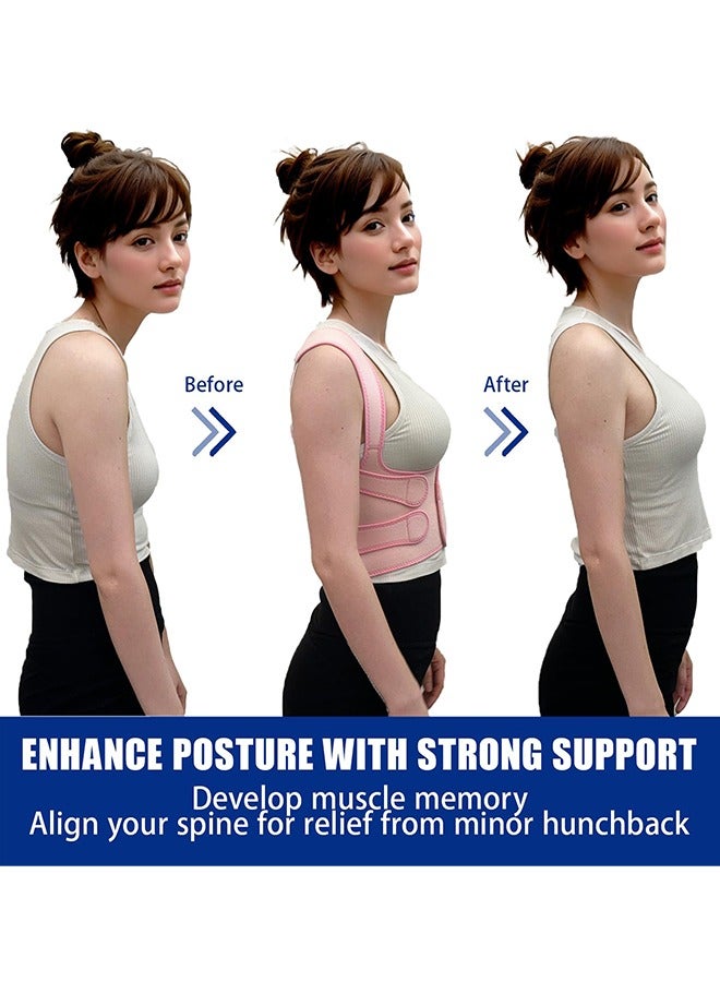 Generic Back Brace and Posture Corrector for Women and Men Back Straightener Posture Corrector Scoliosis and Hunchback Correction Back Pain Spine Corrector Support Adjustable Posture Trainer, Pink（Size:S)  - Image 2