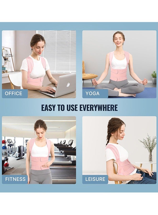 Generic Back Brace and Posture Corrector for Women and Men Back Straightener Posture Corrector Scoliosis and Hunchback Correction Back Pain Spine Corrector Support Adjustable Posture Trainer, Pink（Size:S)  - Image 5