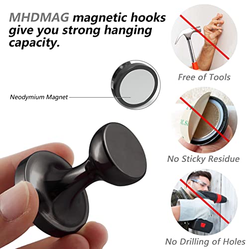 MHDMAG Coat Magnetic Hooks Heavy Duty Magnet Hanger, Magnet Hooks with Rare Earth Neodymium for Home, Office, Workplace or Traveling(D36 Black-4) - Image 4