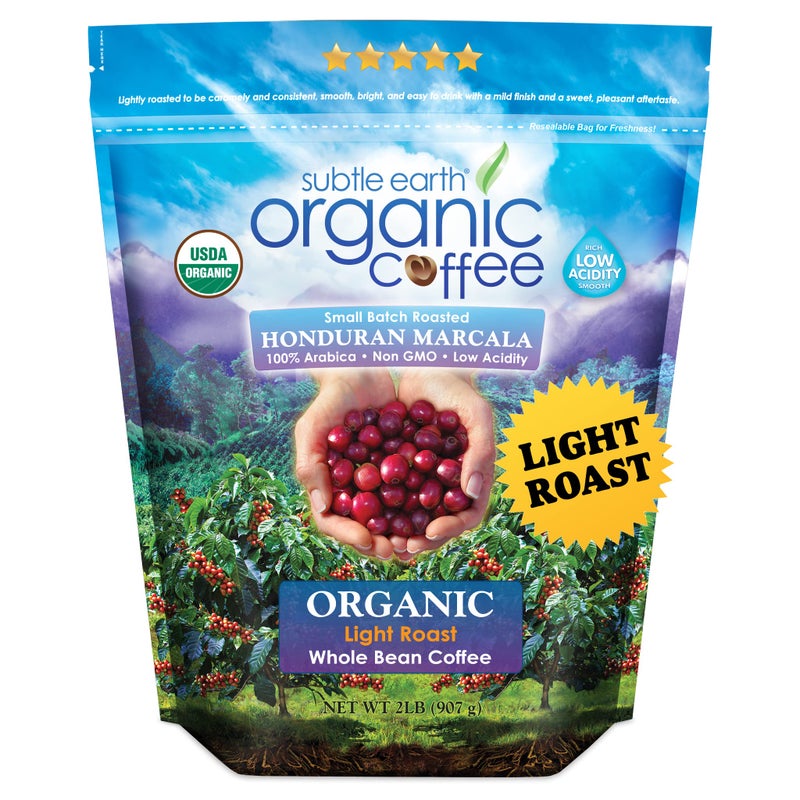 Cafe Don Pablo 2LB Subtle Earth Organic Coffee - Light Roast - Whole Bean Coffee - 100% Arabica Beans - Low Acidity and Non-GMO - 2lb bag - Image 1