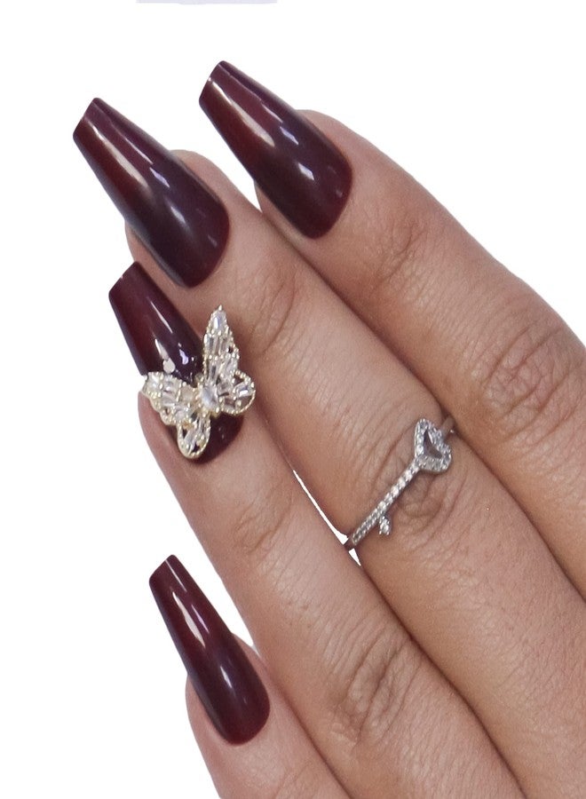 Beromt false Nails Beromt Butterfly Charm Nails Artificial False nail extension | Ready to apply, easy to use | Easy Peel Of Removal Long Stellito - BFNC20BFC - Image 2