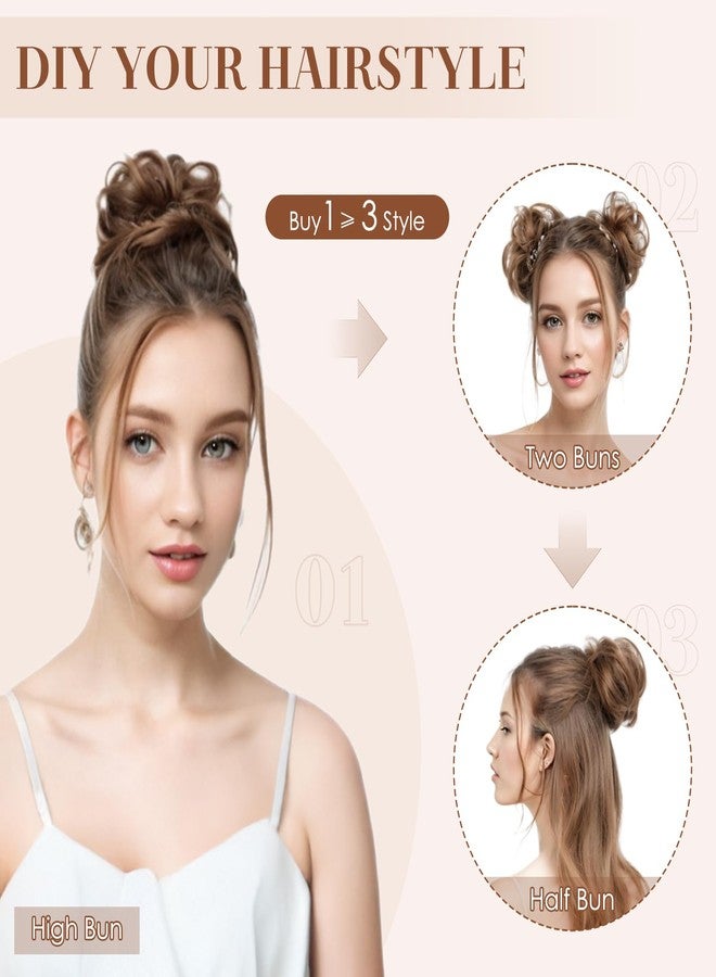 S-noilite Messy Bun Hair Piece Human Hair Wavy Real Hair Bun Extensions Messy Bun Hair Pieces for Women Scrunchies Updo Real Human Hair Bun Ash Blonde to Bleach Blonde - Image 3
