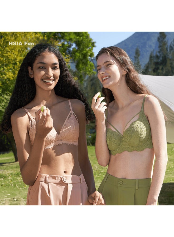 Hsia Matcha Full Coverage Anti-sagging Lightweight Lace Bra, Non-padded, Minimizing Large Bust, Matcha Green, 85c - Image 1