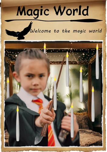 Leejec 20pcs Flameless Taper Floating Candles with Magic Wand Remote, Flickering Warm Light, Battery Operated 6.1" LED Electric Window Candle, Decor for Christmas, Wedding, Halloween, Birthday Party - Image 2
