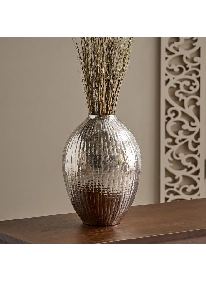 Home Box Arizona Aluminium Sparkle Ribbed Spindle Vase 21.5 x 21.9 x 29 cm - Image 1