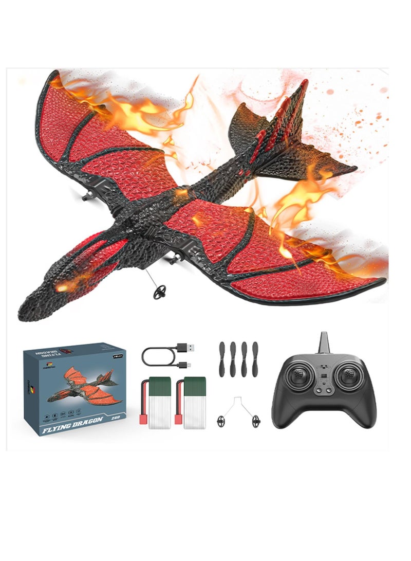 DEERC RC Dragon Plane, Durable Remote Control Airplane Toy, Beginner Friendly Six Axis Dragon Figure Flying Toy, Easy To Fly Foam Aircraft For Boys, (1pc, Red) - Image 1