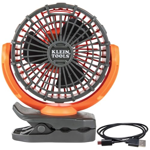 Klein Tools PJSFM1 Cordless Rechargeable Fan with USB-C Charging Cord and Multiple Mounting Options Perfect for the Jobsite - Image 1