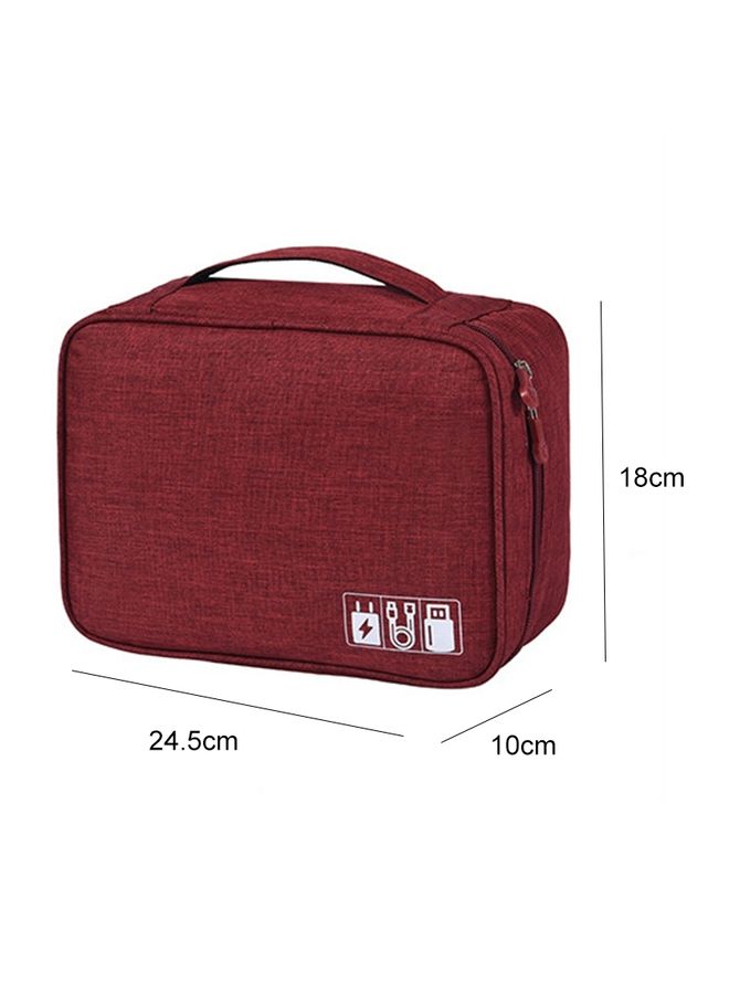 HuHa Digital Cable Bag Men Portable Travel Gadgets Pouch Power Cord Charger Headset Organizer(Wine red)  - Image 2