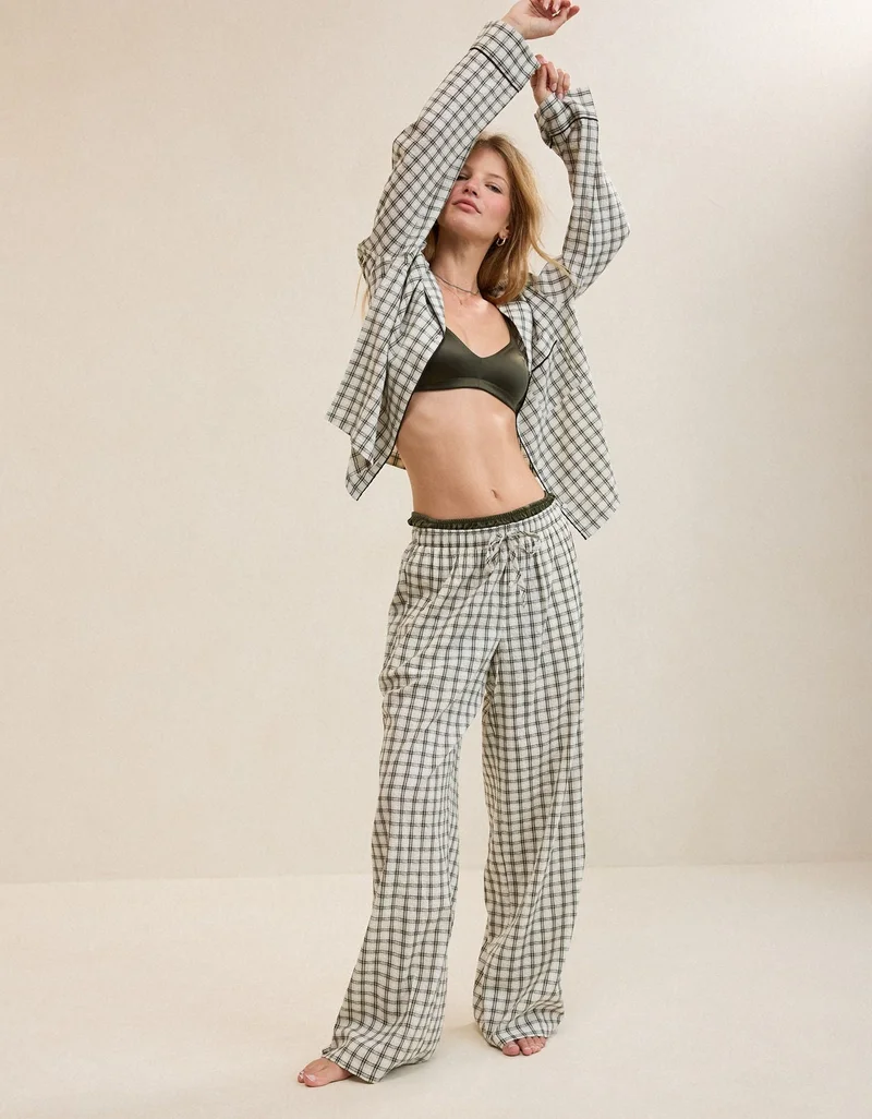 Aerie  OVERSLEPT by Aerie Seersucker Trouser Pant for Women | Best Price UAE