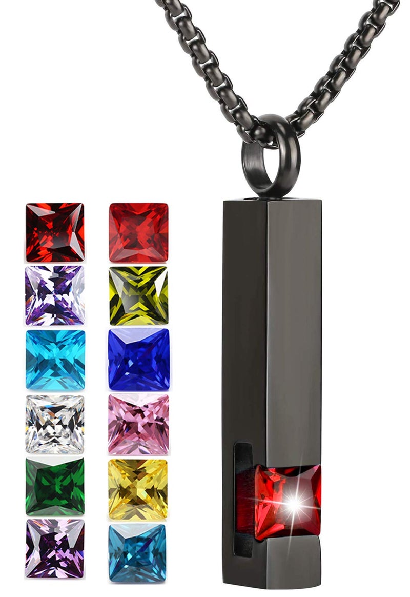 YOUFENG Urn Necklaces for Ashes Birthstone Cube Urns for Human Ashes Memorial Cremation Urn Locket Keepsake Ashes Jewelry (January) - Image 1