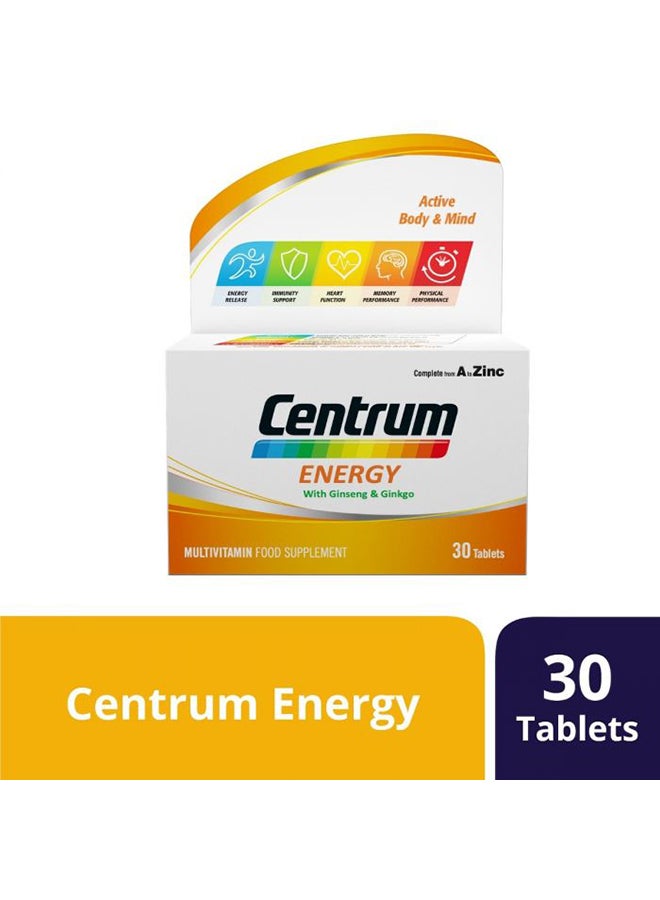Centrum Energy Multivitamin Food Supplement - 30 Tablets - Image 1