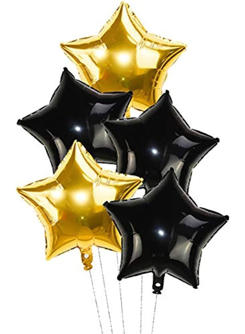 30 Star Shaped Foil Balloons 18 inch for Birthday Party Wedding Baby Shower Decorate 18 Inch / 45 cm Gold Star Balloons Black Gold - Image 1