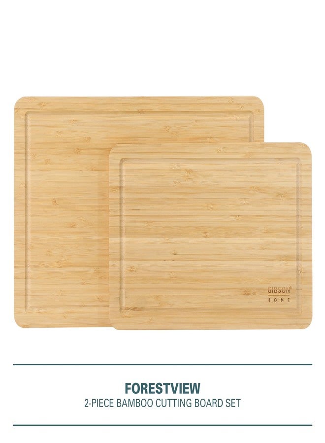 Gibson Home Forestview 2-Piece Bamboo Cutting Board Set - 15" & 12" Wooden Durable Kitchen Chopping Carving Boards with Juice Grooves, Oil Finished - Image 2