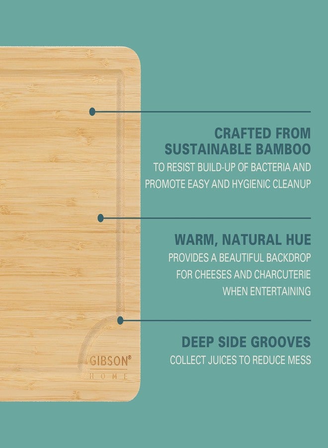 Gibson Home Forestview 2-Piece Bamboo Cutting Board Set - 15" & 12" Wooden Durable Kitchen Chopping Carving Boards with Juice Grooves, Oil Finished - Image 4