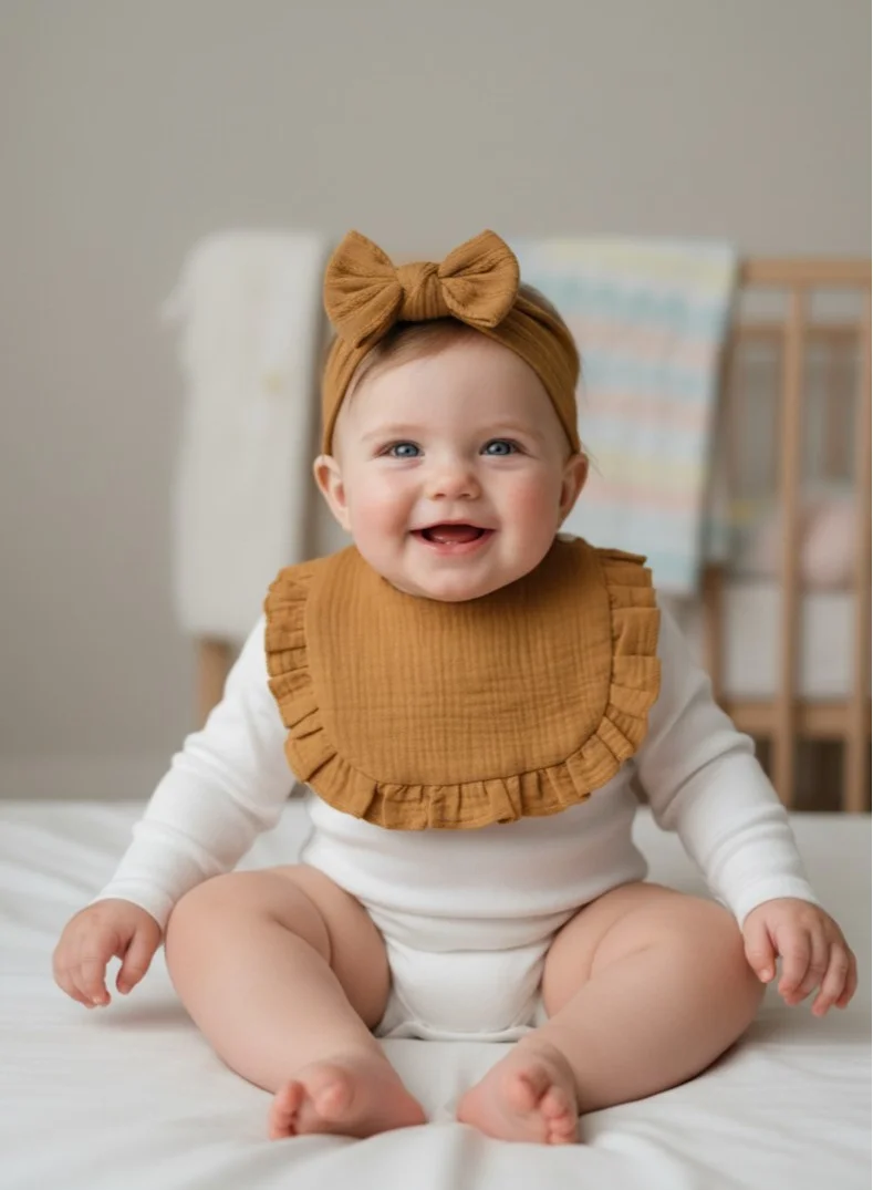 بيبي كلو Newborn Baby Bib and Headband Set