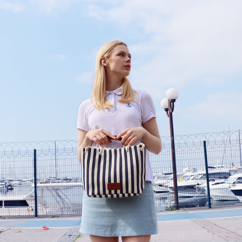 Anemoss Women Tote Bags, 2-in-1 Hand and Shoulder Bag, Magnetic Closure Large Capacity, Striped Design Handbag, Crossbody Travel Bag, Gifts for Women and Girls - Image 3