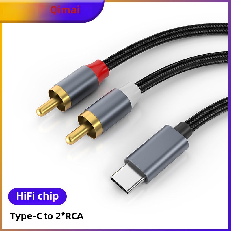 Custom Type-C to RCA Lotus Line Aux for Devices Bd01_k2【 1.2m 】gray 